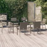 Set mobilier de grădină cu perne, 7 piese, negru/gri, poliratan GartenMobel Dekor