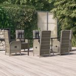 Set mobilier de grădină cu perne, 7 piese, negru/gri, poliratan GartenMobel Dekor