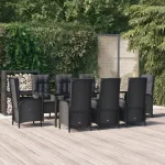 Set mobilier de grădină cu perne, 9 piese, negru, poliratan GartenMobel Dekor