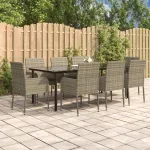 Set mobilier de grădină cu perne, 9 piese, negru/gri, poliratan GartenMobel Dekor