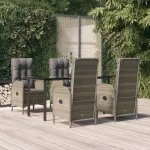 Set mobilier grădină cu perne, 5 piese, negru și gri, poliratan GartenMobel Dekor