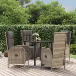 Set mobilier grădină cu perne, 5 piese, negru și gri, poliratan GartenMobel Dekor