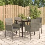 Set mobilier grădină cu perne, 5 piese, negru și gri, poliratan GartenMobel Dekor