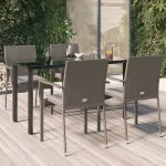 Set mobilier grădină cu perne, 5 piese, negru și gri, poliratan GartenMobel Dekor