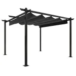 Pavilion de grădină, acoperiș retractabil, antracit, 3x3 m GartenMobel Dekor