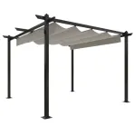 Pavilion grădină, acoperiș retractabil, crem, 3x3 m GartenMobel Dekor