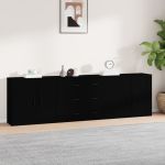 Servante, 3 piese, negru, lemn prelucrat GartenMobel Dekor