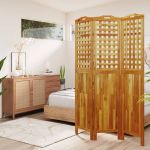 Paravan de cameră 3 panouri 121,5x2x180 cm lemn masiv de acacia GartenMobel Dekor