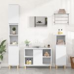 Set mobilier de baie, 3 piese, alb, lemn compozit GartenMobel Dekor