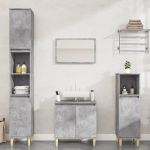 Set mobilier de baie, 3 piese, gri beton, lemn compozit GartenMobel Dekor