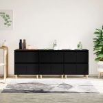 Servante, 3 buc, negru, 60x35x70 cm, lemn prelucrat GartenMobel Dekor