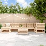 Set mobilier de grădină cu perne, 8 piese, lemn masiv GartenMobel Dekor