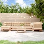 Set mobilier de grădină cu perne, 8 piese, lemn masiv GartenMobel Dekor