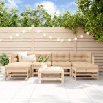 Set mobilier de grădină cu perne, 7 piese, lemn masiv GartenMobel Dekor