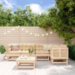 Set mobilier relaxare de grădină & perne 6 piese lemn masiv pin GartenMobel Dekor