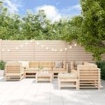 Set mobilier de grădină cu perne, 10 piese, lemn masiv GartenMobel Dekor