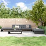 Set mobilier de grădină cu perne, 5 piese, negru, lemn masiv GartenMobel Dekor