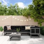 Set mobilier relexare de grădină, 6 piese, gri, lemn masiv pin GartenMobel Dekor
