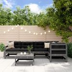 Set mobilier relexare de grădină, 6 piese, gri, lemn masiv pin GartenMobel Dekor