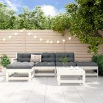 Set mobilier de grădină, 6 piese, alb, lemn masiv pin GartenMobel Dekor