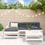 Set mobilier relaxare de grădină 5 piese alb lemn masiv de pin GartenMobel Dekor