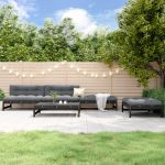 Set Set mobilier relaxare grădină 5 piese negru lemn masiv pin GartenMobel Dekor