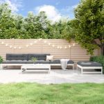 Set mobilier relaxare de grădină 5 piese alb lemn masiv de pin GartenMobel Dekor