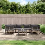 Set mobilier de grădină cu perne, 7 piese, antracit, poliratan GartenMobel Dekor