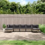 Set mobilier de grădină cu perne, 7 piese, antracit, poliratan GartenMobel Dekor