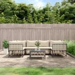 Set mobilier de grădină cu perne, 7 piese, antracit, poliratan GartenMobel Dekor