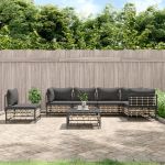 Set mobilier de grădină cu perne, 7 piese, antracit, poliratan GartenMobel Dekor