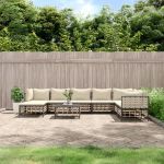Set mobilier de grădină cu perne, 9 piese, antracit, poliratan GartenMobel Dekor