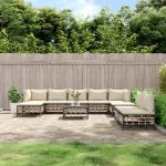 Set mobilier de grădină cu perne, 10 piese, antracit, poliratan GartenMobel Dekor