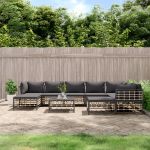 Set mobilier de grădină cu perne, 10 piese, antracit, poliratan GartenMobel Dekor