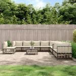 Set mobilier de grădină cu perne, 11 piese, antracit, poliratan GartenMobel Dekor