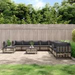 Set mobilier de grădină cu perne, 11 piese, antracit, poliratan GartenMobel Dekor