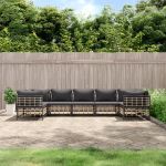 Set mobilier de grădină cu perne, 7 piese, antracit, poliratan GartenMobel Dekor