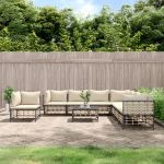 Set mobilier de grădină cu perne, 9 piese, antracit, poliratan GartenMobel Dekor