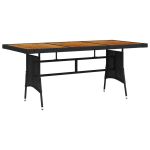 Masă de grădină negru 160x70x72 cm poliratan/lemn masiv acacia GartenMobel Dekor