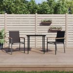Set mobilier de grădină, 3 piese, negru, textilenă și oțel GartenMobel Dekor