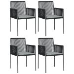 Scaune grădină cu perne 4 buc. negru 54x60,5x83,5 cm poliratan GartenMobel Dekor