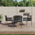 Set mobilier grădină cu perne, 5 piese, negru, poliratan & oțel GartenMobel Dekor