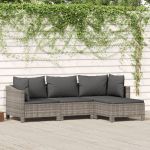 Set mobilier de grădină cu perne, 4 piese, gri, poliratan GartenMobel Dekor
