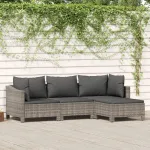 Set mobilier de grădină cu perne, 4 piese, gri, poliratan GartenMobel Dekor