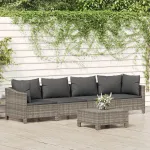 Set mobilier de grădină cu perne, 5 piese, gri, poliratan GartenMobel Dekor