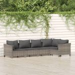 Set mobilier de grădină cu perne, 5 piese, gri, poliratan GartenMobel Dekor