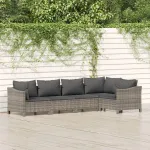Set mobilier de grădină cu perne, 5 piese, gri, poliratan GartenMobel Dekor
