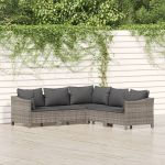Set mobilier de grădină cu perne, 5 piese, gri, poliratan GartenMobel Dekor