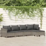 Set mobilier de grădină cu perne, 5 piese, gri, poliratan GartenMobel Dekor