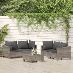 Set mobilier de grădină cu perne, 5 piese, gri, poliratan GartenMobel Dekor